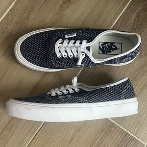Vans womens slim jersey navy white sneakers